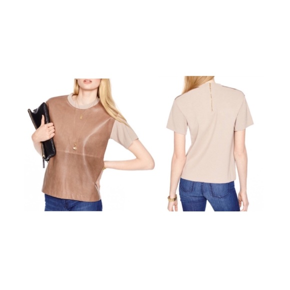 Kate Spade • Leather Panel Scuba Sweater - Picture 2 of 7